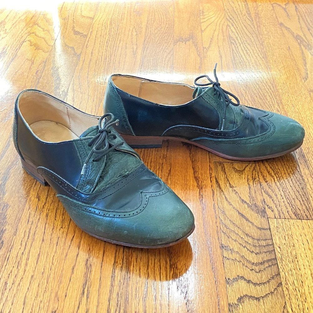 Dieppa Restrepo deep green wingtip oxfords